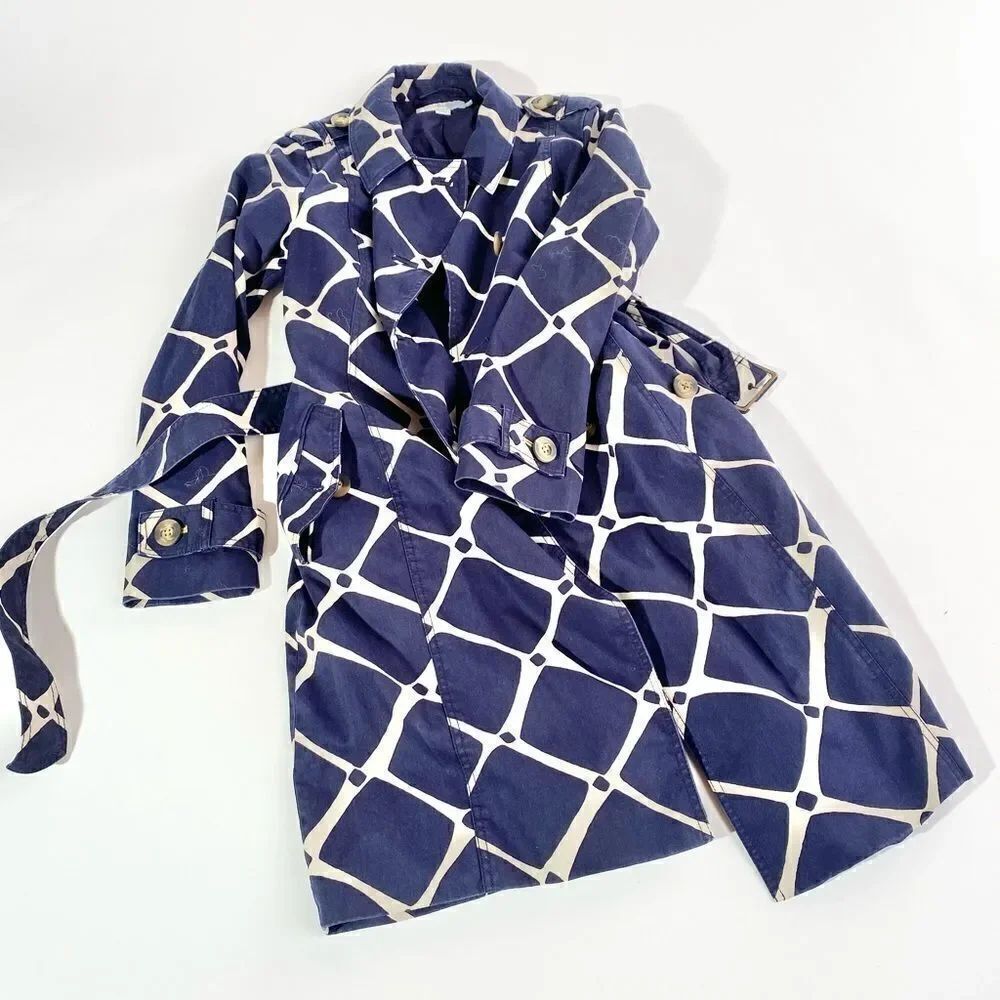 Boden navy pattern trench coat